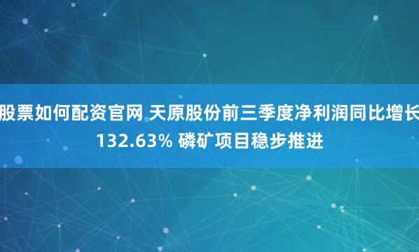 股票如何配资官网 天原股份前三季度净利润同比增长132.63% 磷矿项目稳步推进
