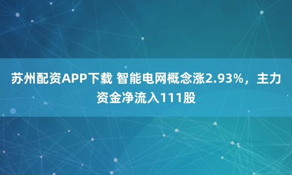 苏州配资APP下载 智能电网概念涨2.93%，主力资金净流入111股